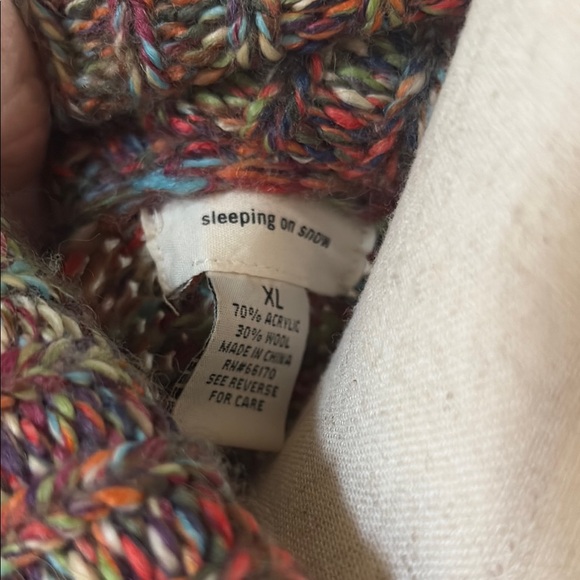 Beautiful Anthropologie Sleeping on Snow Neon Rainbow Knit Cardigan Sweater XL - Picture 4 of 10